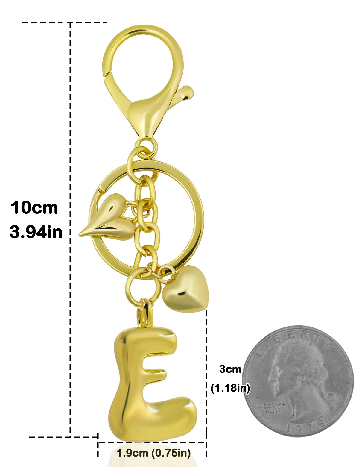Personalisierter 18K Gold Schlüsselanhänger mit Herz – Blasenbuchstaben Damen