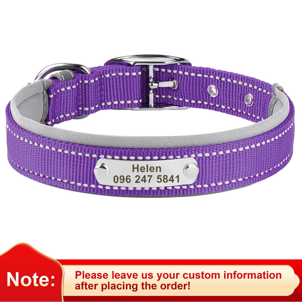 Reflektierendes Nylon-Hundehalsband mit ID-Tag für kleine bis große Hunde