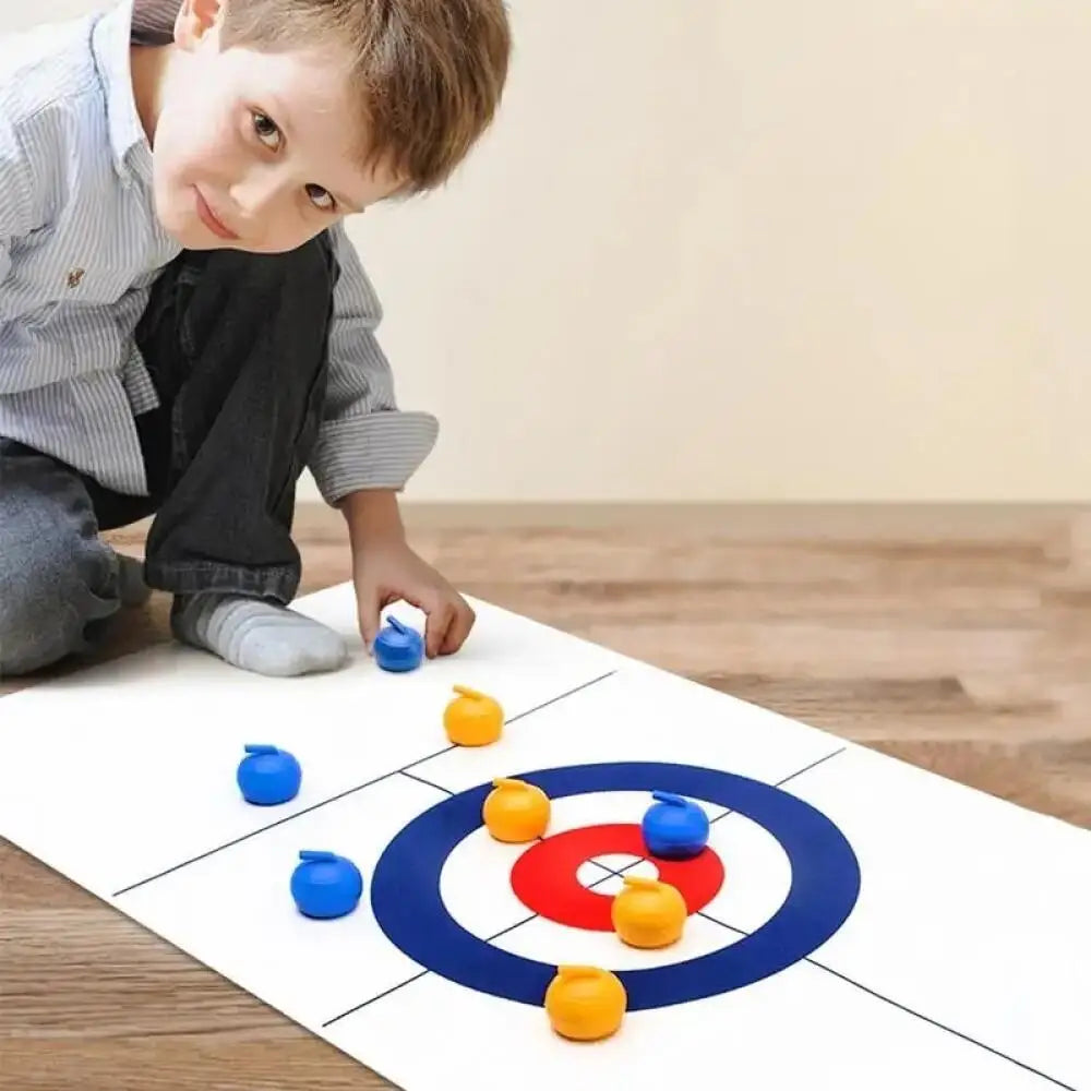 Faltbares Mini Curling Tischspiel mit 16 Bällen – Spielspaß für Familie - Reise