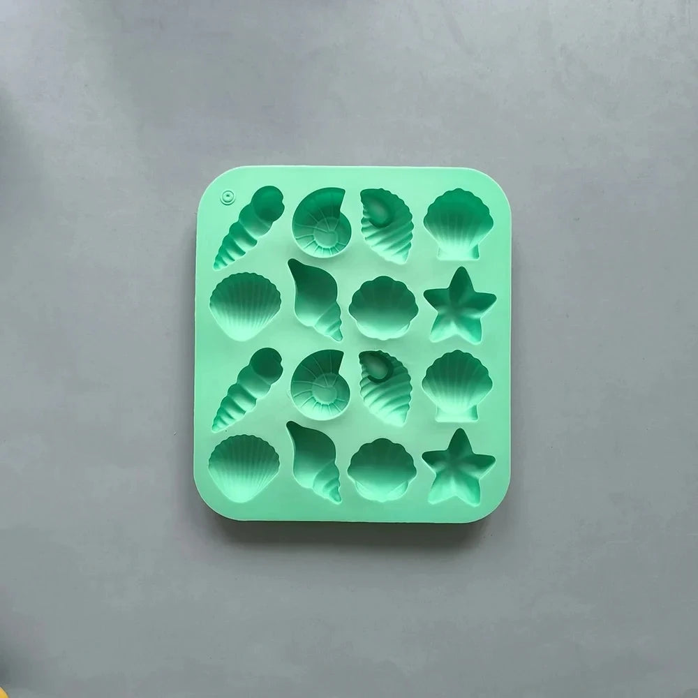 Silikonform 3D Muschel Meerestier 16 Mulden für Süßigkeiten und Kuchen