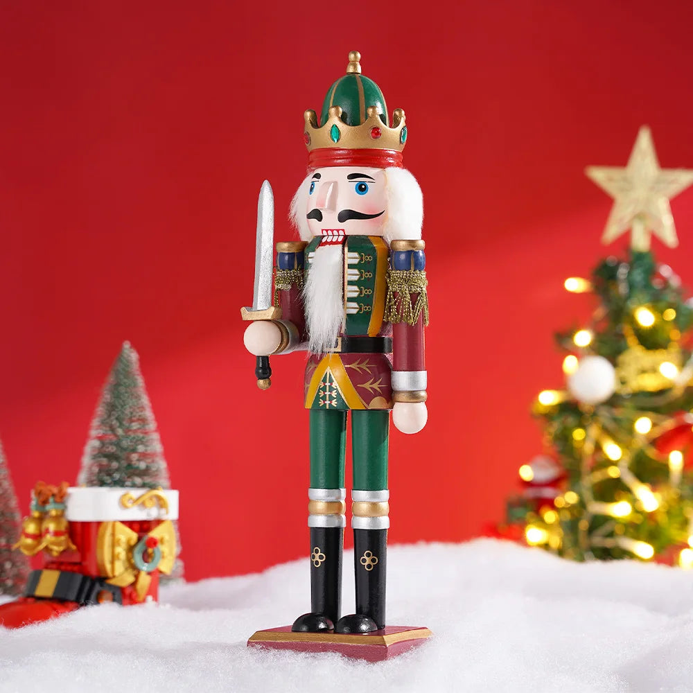 30CM Holz Nussknacker Soldat Puppe Vintage Weihnachten Dekoration