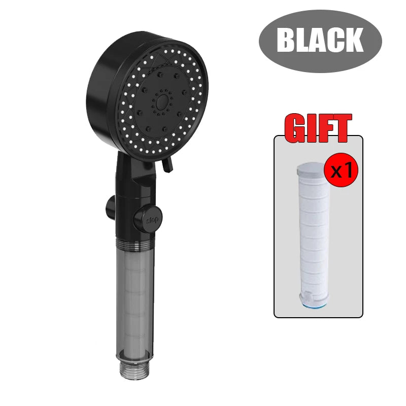 10-in-1 Handbrause mit Wasserfilter - One-Touch-Stopp – Wassersparend - Hochdruck