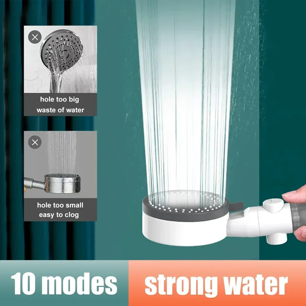 10-in-1 Handbrause mit Wasserfilter - One-Touch-Stopp – Wassersparend - Hochdruck