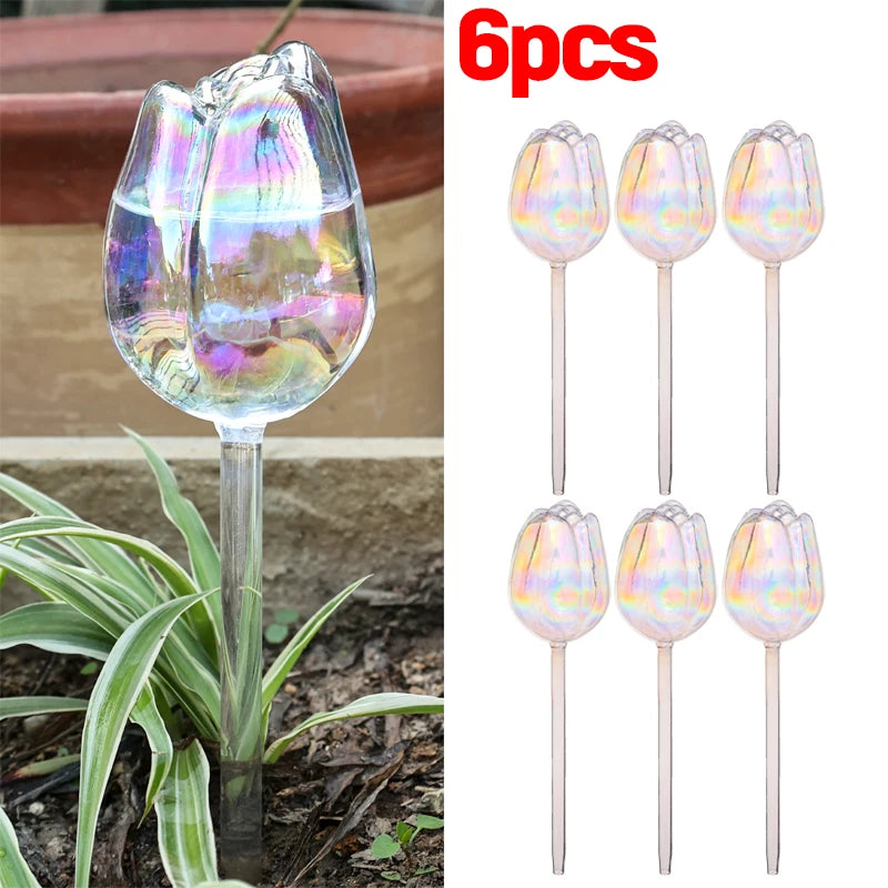 Automatische Tropfbewässerung: Rosa Borosilikatglas-Bewässerungsbälle, 1-6 Stk