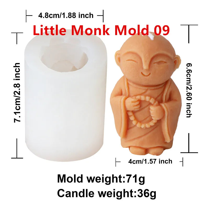 3D Silikon Kerzenform Kleine Buddha Mönch für DIY Dekoration