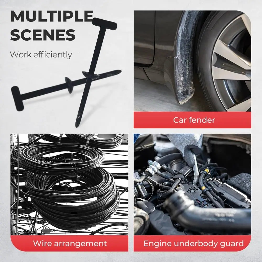 Selbstsichernde Nylon Kabelbinder - Clips für Kfz Reparatur - Befestigung