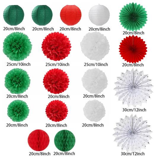 Weihnachtliches 19-teiliges Papierkugel-Dekorationsset für Feste