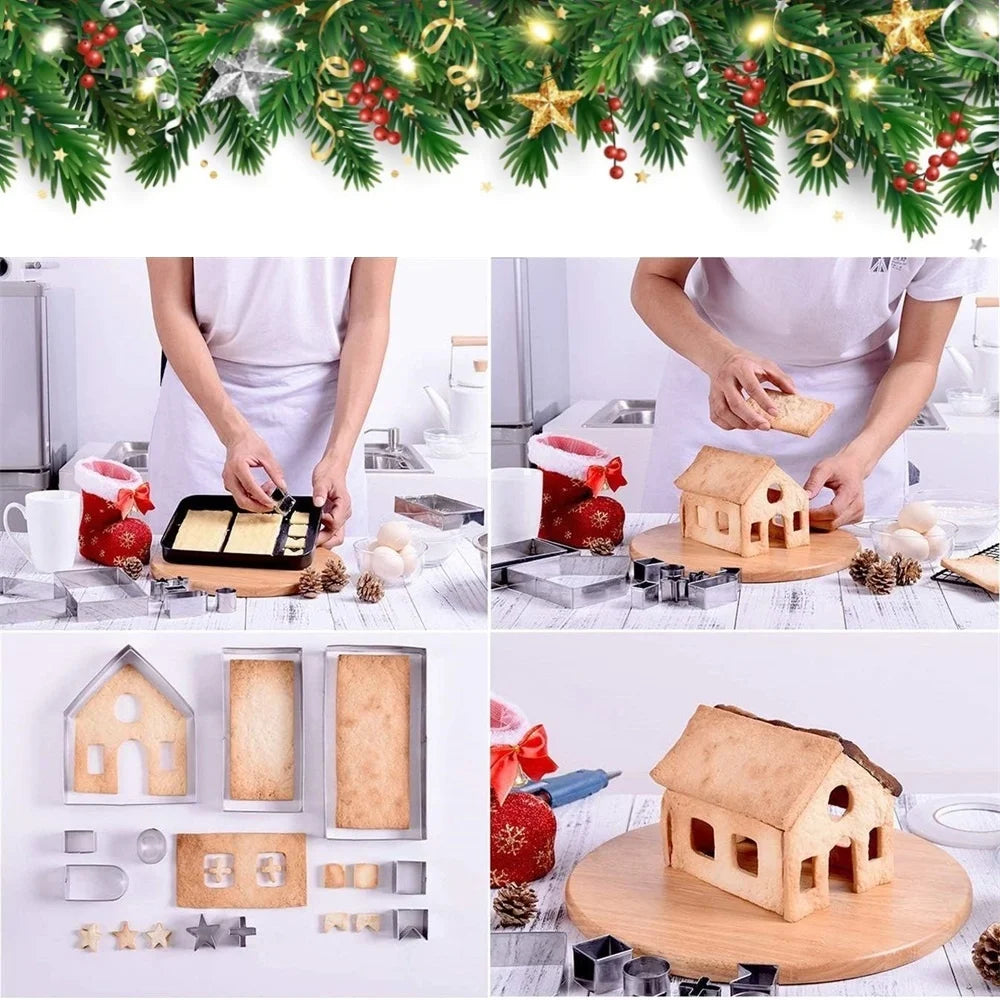 18-teiliges Edelstahl Lebkuchenhaus Ausstecher Set für Weihnachtskekse