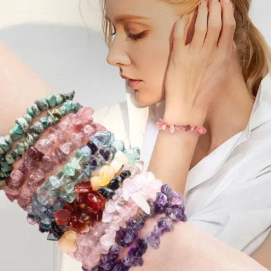 Farbenfrohes Natur Edelstein Armband Stretch für Damen Geschenk