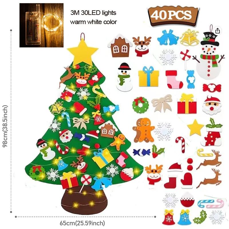 DIY Filz Weihnachtsbaum mit LED, Kinderspielzeug und Dekoration