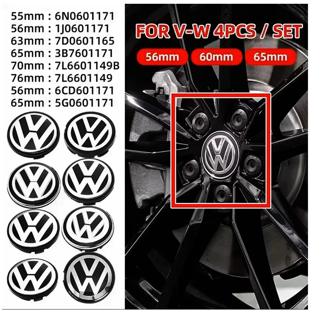 4er Radnabenkappen Set 55 56 60 63 65 70 mm ABS Aluminium