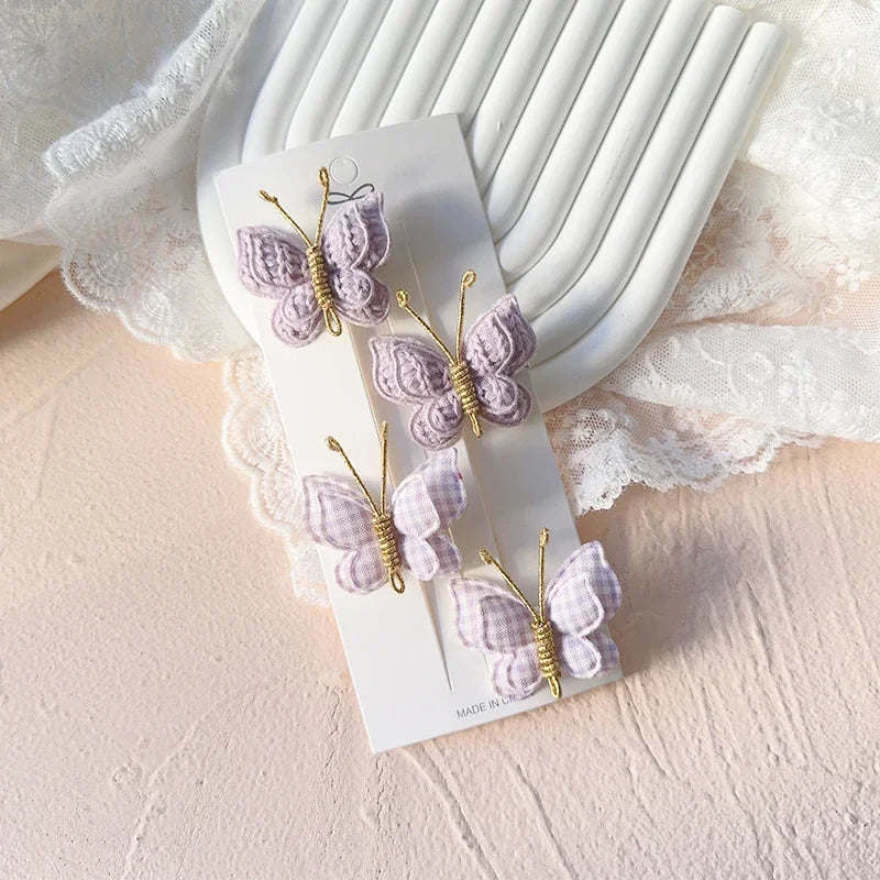Handgefertigte Baby Haarspangen Set aus Wolle mit Schmetterlingsdesign