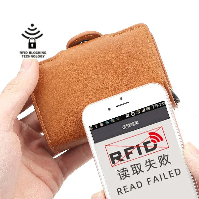 Sichere RFID-Box aus Aluminium - PU-Leder für 12 Karten – elegant - kompakt