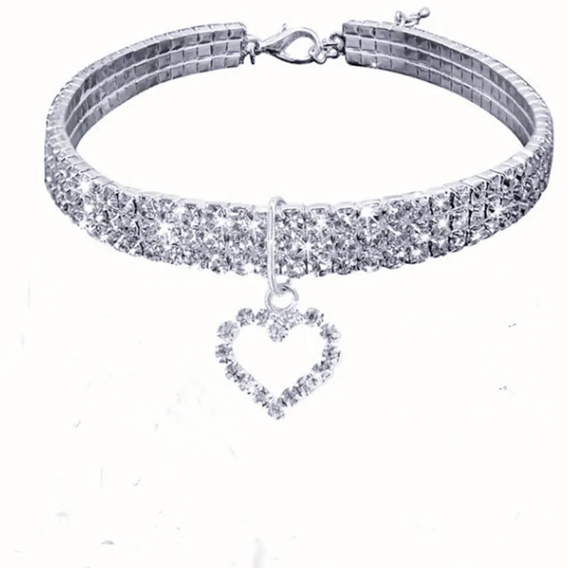 Elastisches Metall-Haustierhalsband mit Strass – Stilvoll - Verstellbar