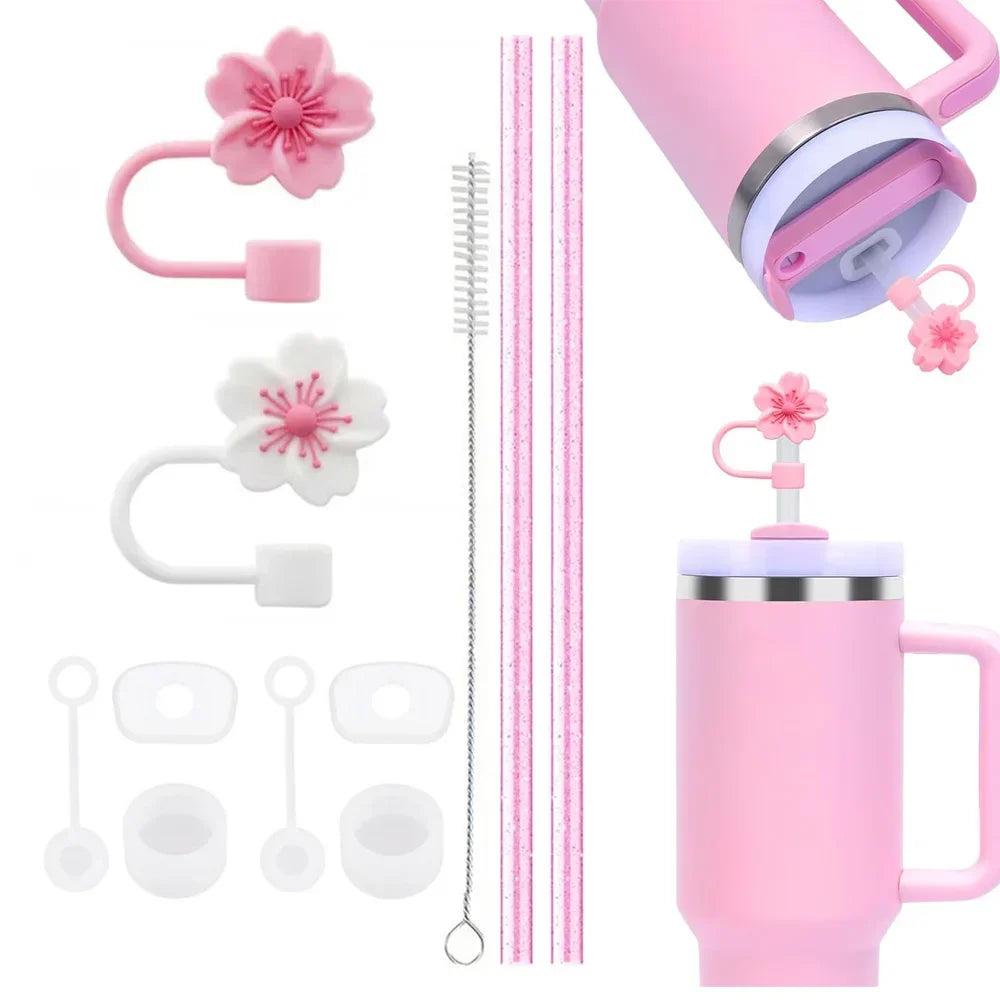 Praktisches 11-teiliges Zubehör-Set mit Silikonstopper - Strohhalm für 30/40oz Becher
