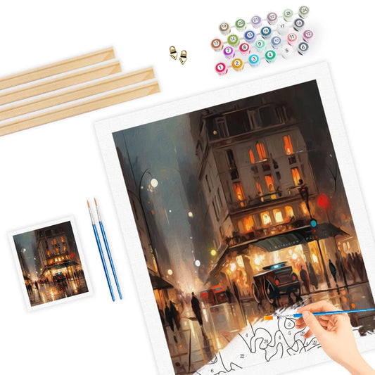 DIY Malen Nach Zahlen Stadtbild Leinwand Acrylfarben Set für Raumdekoration