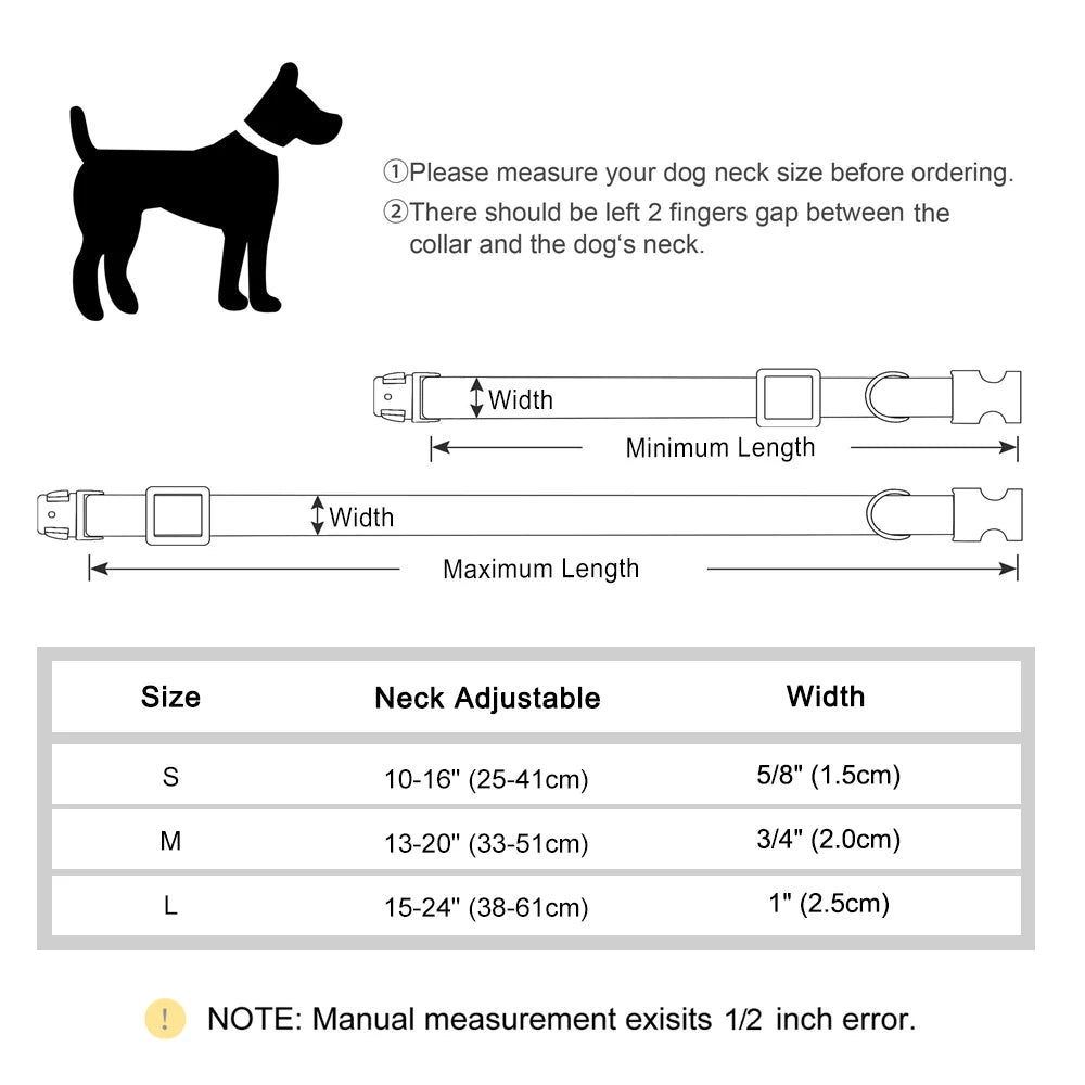 Reflektierendes Hundehalsband mit graviertem ID-Tag, verstellbar für alle Größen