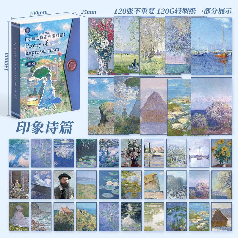 120 Blatt Vintage Dekor Scrapbook Materialien Papier Combo Kit