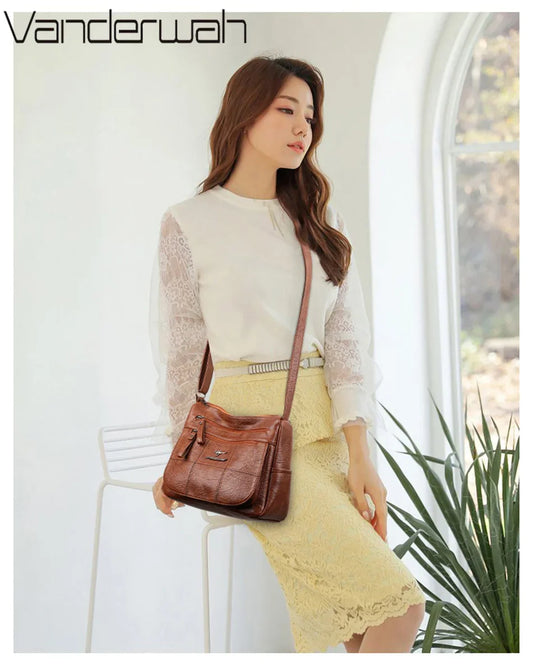 Stylische Damen Crossbody Tasche mit Plaid Muster – weich, sicher - vielseitig