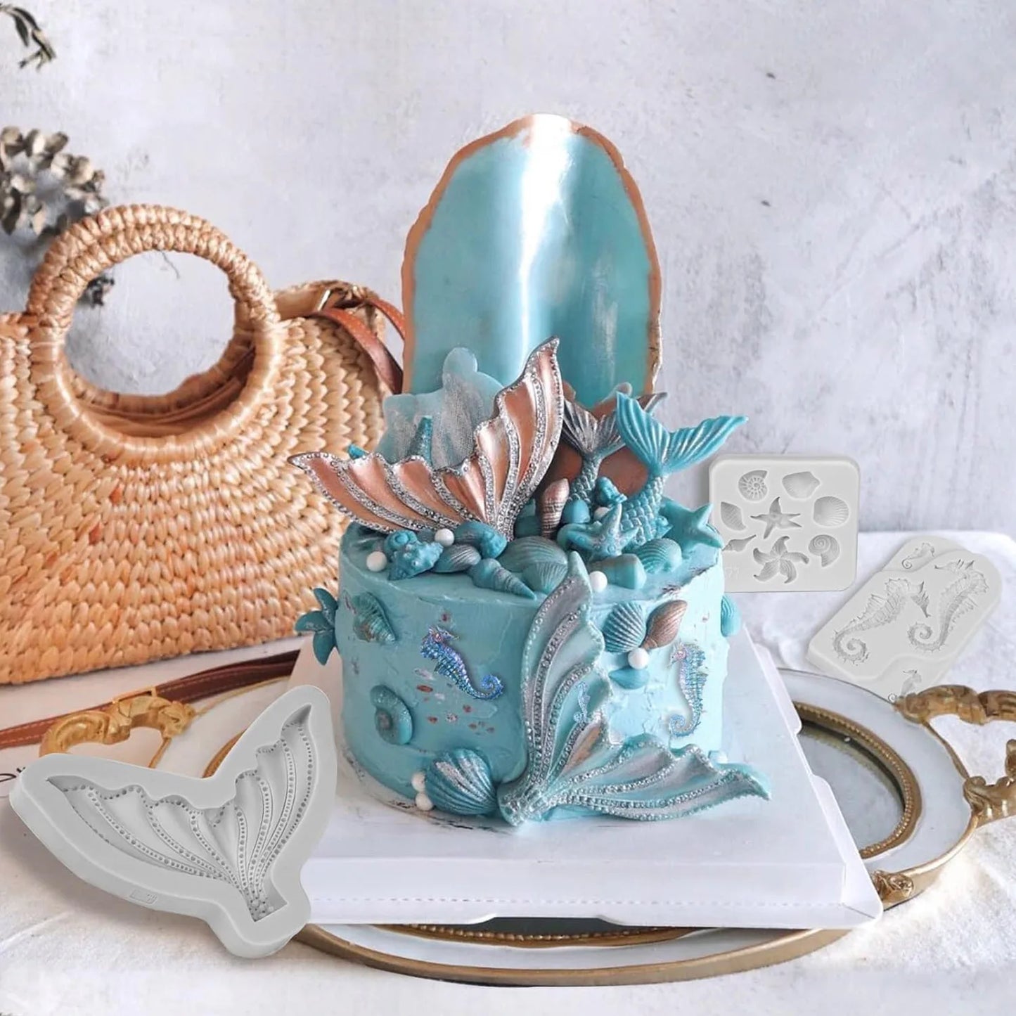 Meerjungfrau Fondant-Form Set 3-tlg.: Flexible Silikonformen für kreative Kuchen