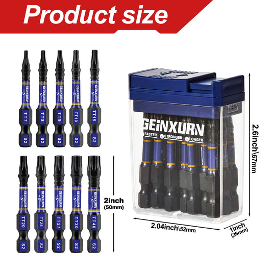 20-tlg. 2" Schlagsicherheits Torx Bit Set S2-Stahl | TT7-TT40 Schrauber-Bits