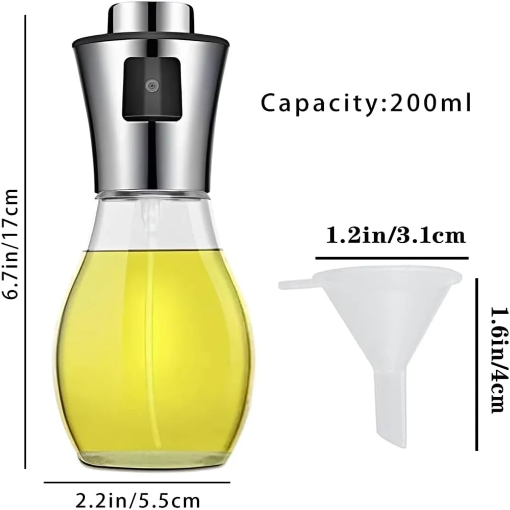 Präzises Sprühen - Auslaufsicher: Ölsprühflasche 200 ml Glas - Edelstahl