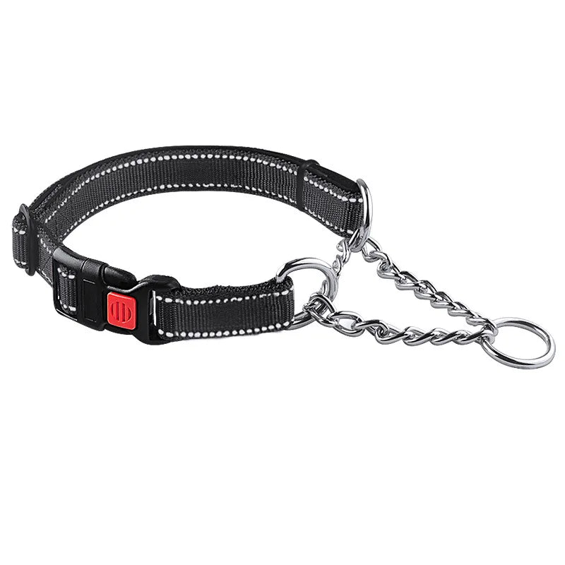 Edelstahl Hundehalsband mit reflektierendem Nylon für kleine bis große Hunde