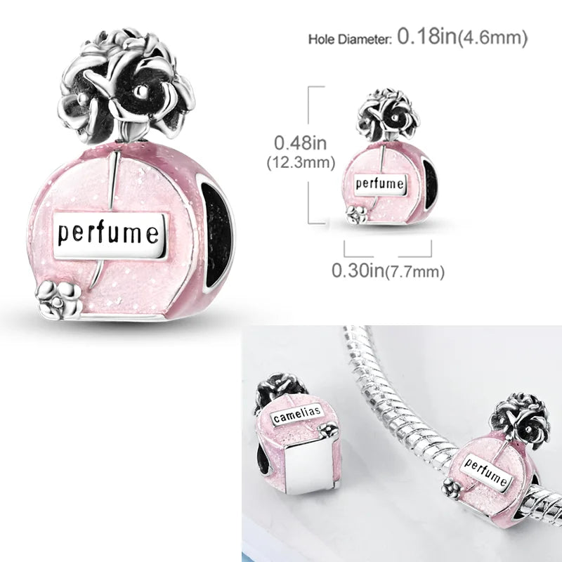 925 Sterling Silber Charm mit rosa Schmetterling - leuchtenden Glühwürmchen