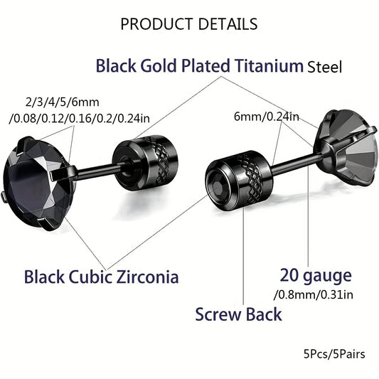 2er Set Edelstahl Ohrstecker mit kubischen Zirkonia Muster
