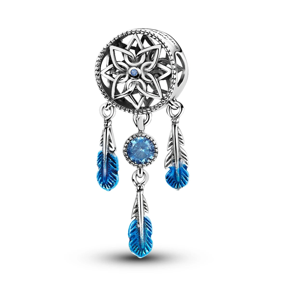 Edler Charm-Anhänger aus 925er Silber mit funkelndem blauem Zirkon – perfekt für DIY-Schmuck