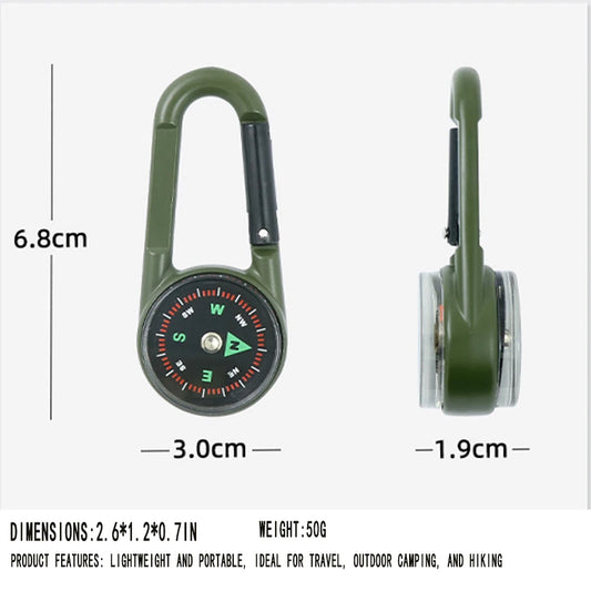 3-in-1 Outdoor Kompass Thermometer Karabiner für Wandern - Survival
