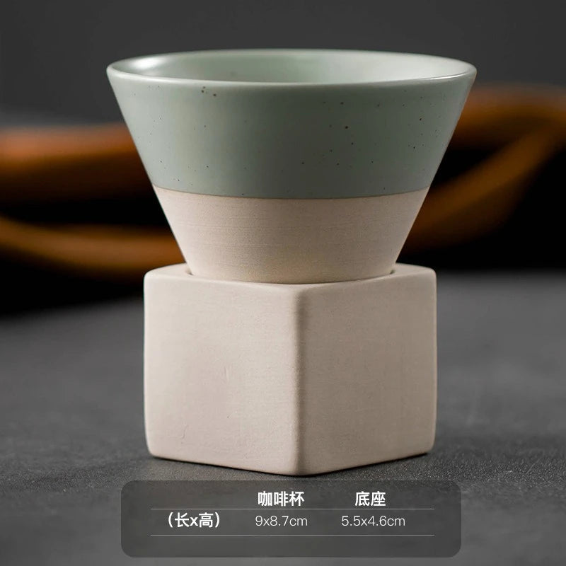 Retro Keramik Tasse in Dreieckiger Kegelform für Tee und Kaffee