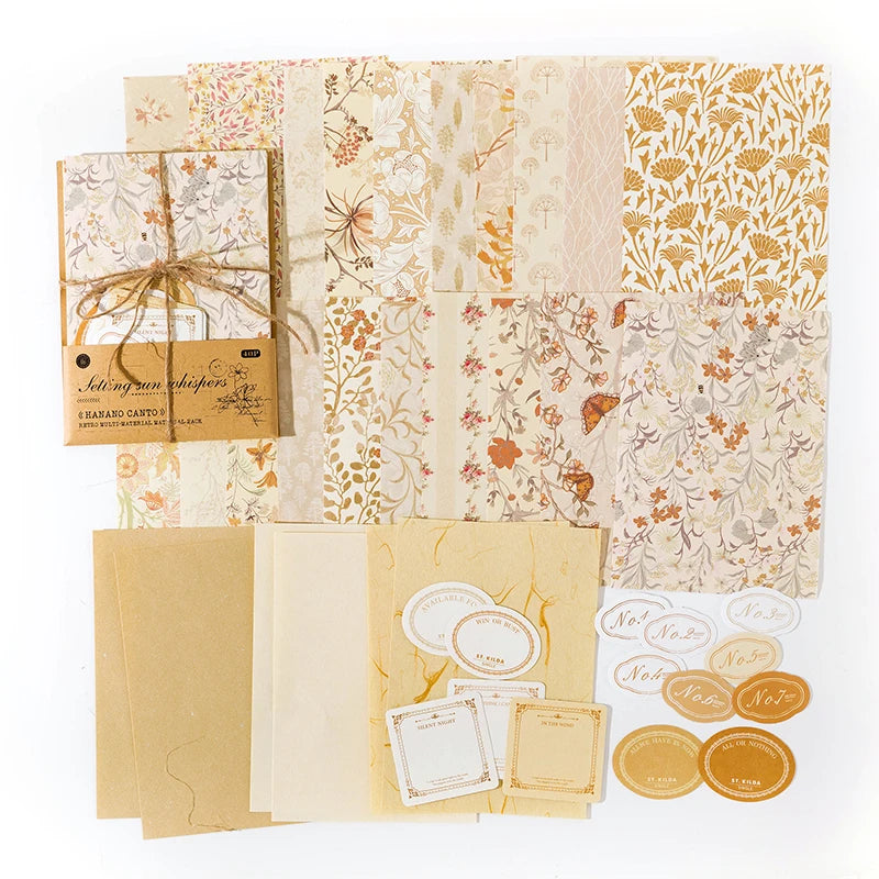 40 florale Vintage Papiere – Handgemacht - vielseitig für DIY - Scrapbooking