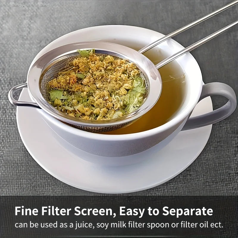 3 teiliges Feinmaschiges Edelstahl Sieb Set mit Griff