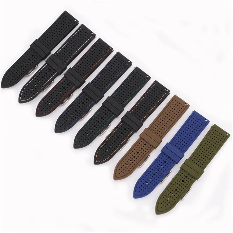 Weiches Silikon-Gummi-Uhrenarmband 20-24 mm, wasserdicht & atmungsaktiv