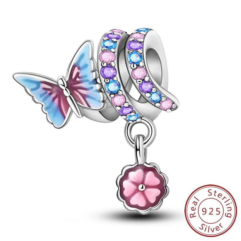 Funkelnder Schmetterlings-Charm aus 925 Sterlingsilber mit Zirkon – Elegant - Leicht