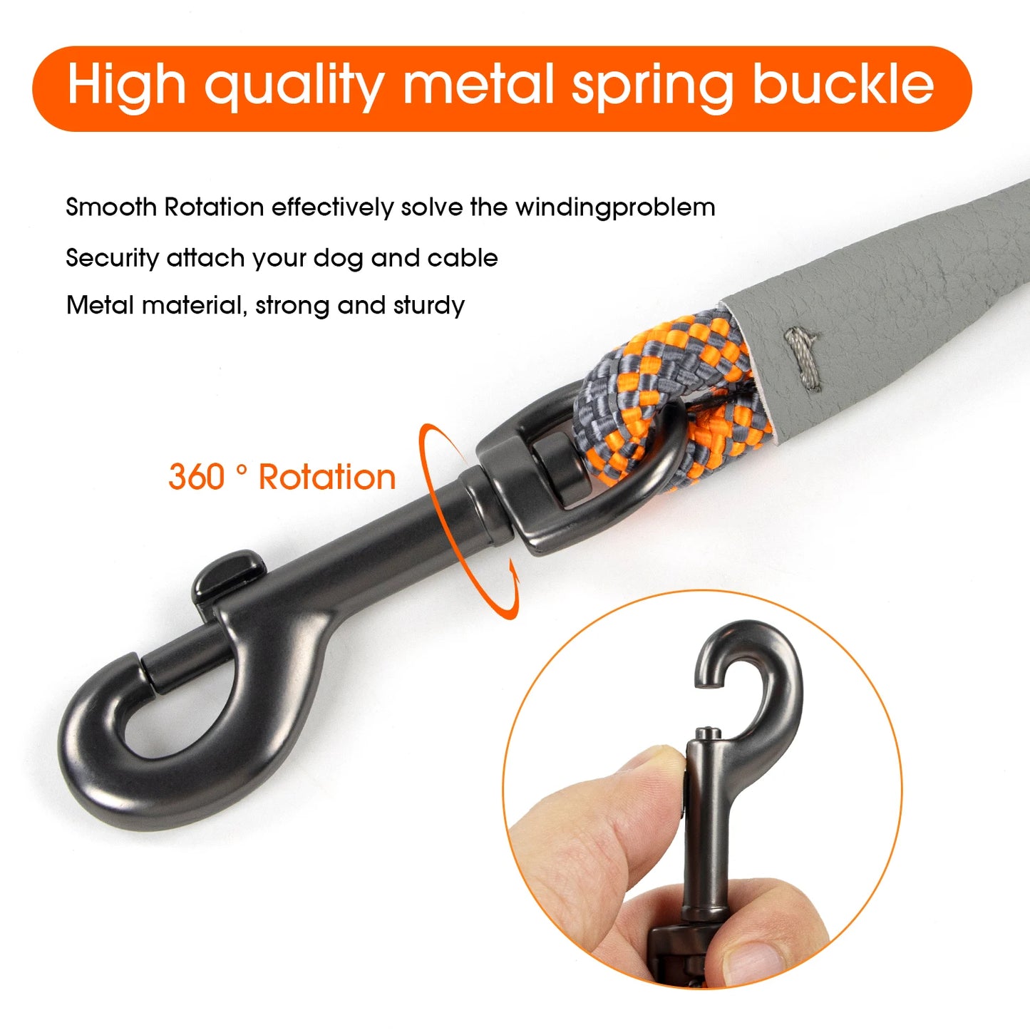 Sichere reflektierende Hundeleine mit Schnellspanner, robust - langlebig – 1,2-5m