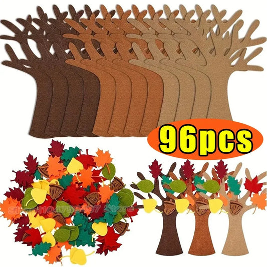 96-teiliges DIY Filzbaum Bastelset für Herbst- und Weihnachtsdekoration
