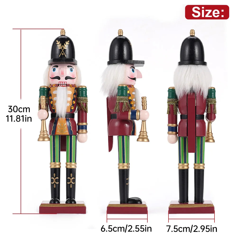 30CM Holz Nussknacker Soldat Puppe Vintage Weihnachten Dekoration