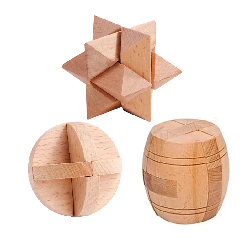 3PCS LuBan Lock Holz Puzzle IQ Brain Teaser für Erwachsene und Kinder