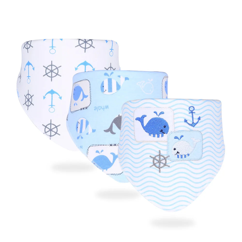 Sanfte Babypflege garantiert: 3er Set Baumwoll Bandana Lätzchen mit Tierprint