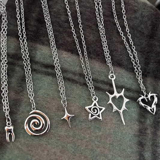 Y2K Feuer Herz Zahn Anhänger Halskette für Frauen und Männer-Yabubest - Home & More