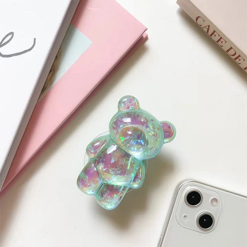 3D Glitter Bär Handyhalterung Universal aus TPU mit Standfunktion