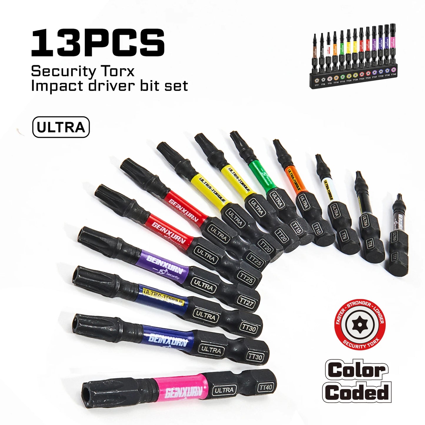 Schlagfeste Torx Bits S2 Stahl Set TT7-TT40 mit magnetischem Bithalter
