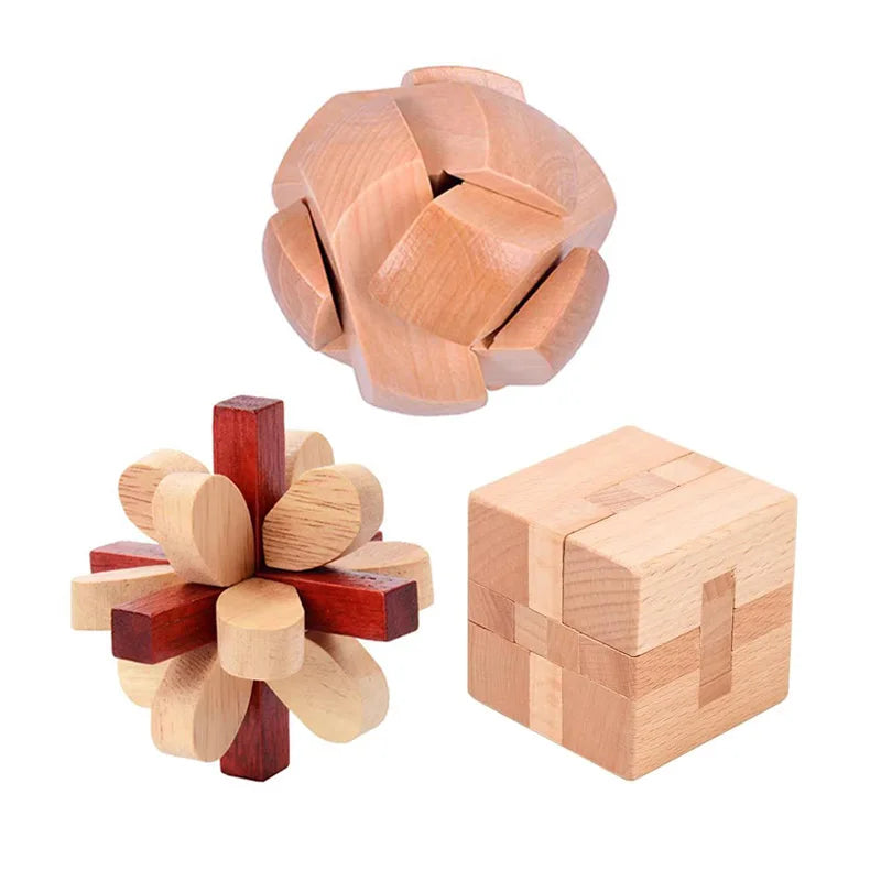 3PCS LuBan Lock Holz Puzzle IQ Brain Teaser für Erwachsene und Kinder