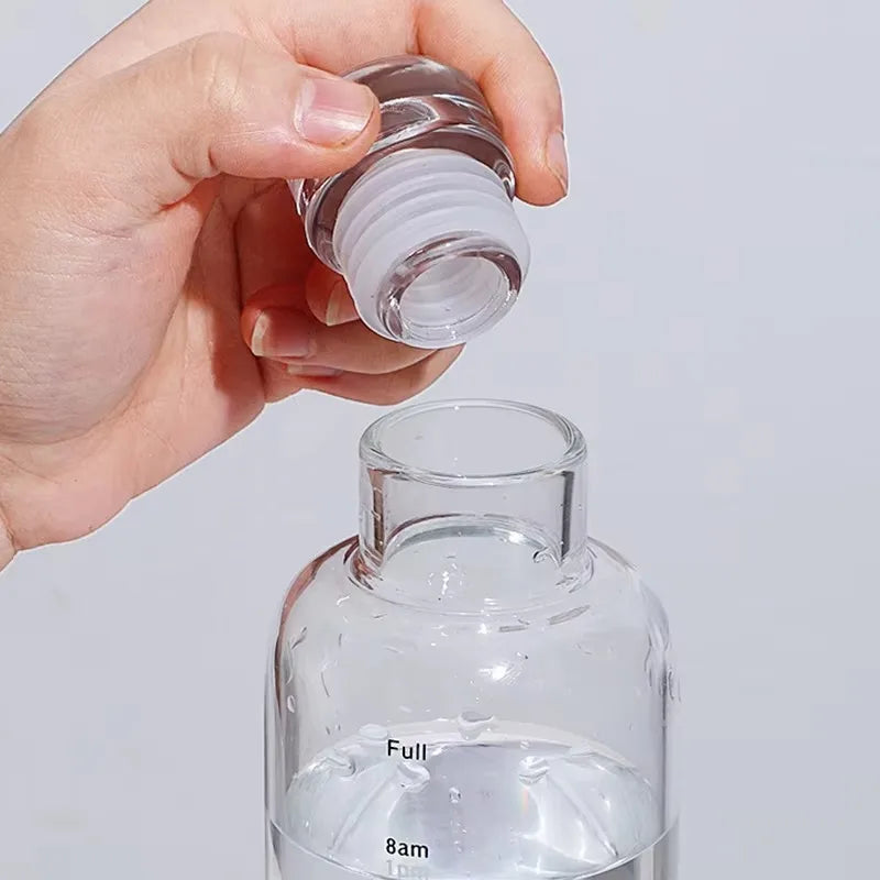 Auslaufsichere 500 ml Sport Wasserflasche mit Zeitmarkierung – Transparent & Robust