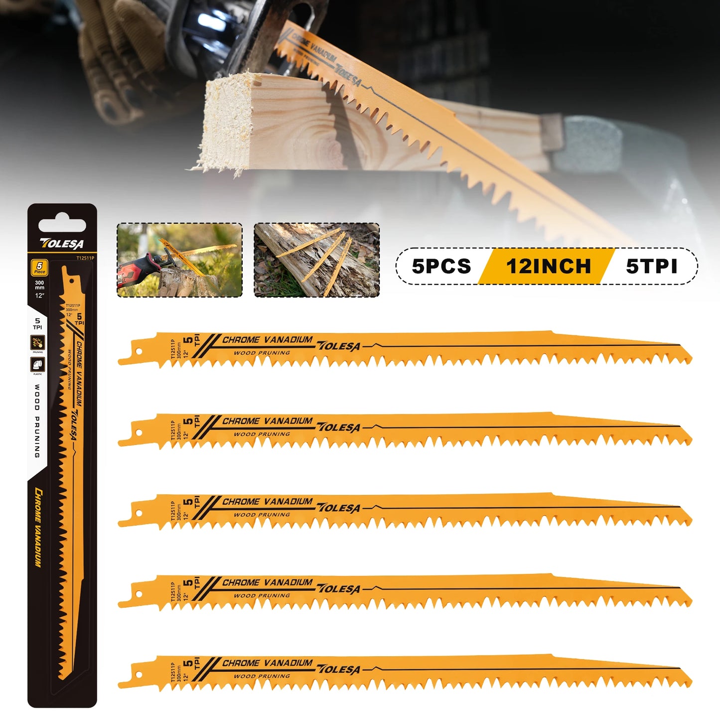 5er Set Säbelsägeblätter für Holz PVC Rohre - Effizientes Schneiden in 3 Größen