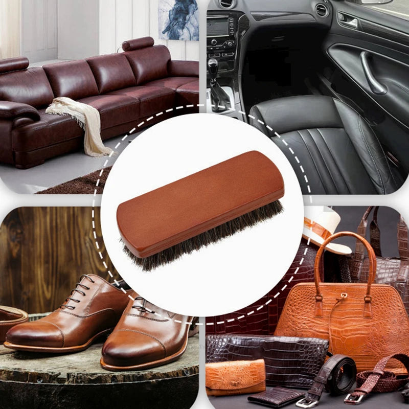 Hochwertige Schuhbürste mit massivem Holzgriff und Pferdehaar