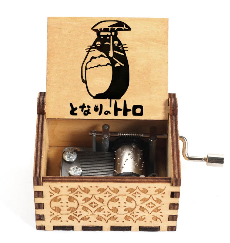 Bemalte Holz-Spieluhr mit Handkurbel Luxuriöses Totoro Musikgeschenk