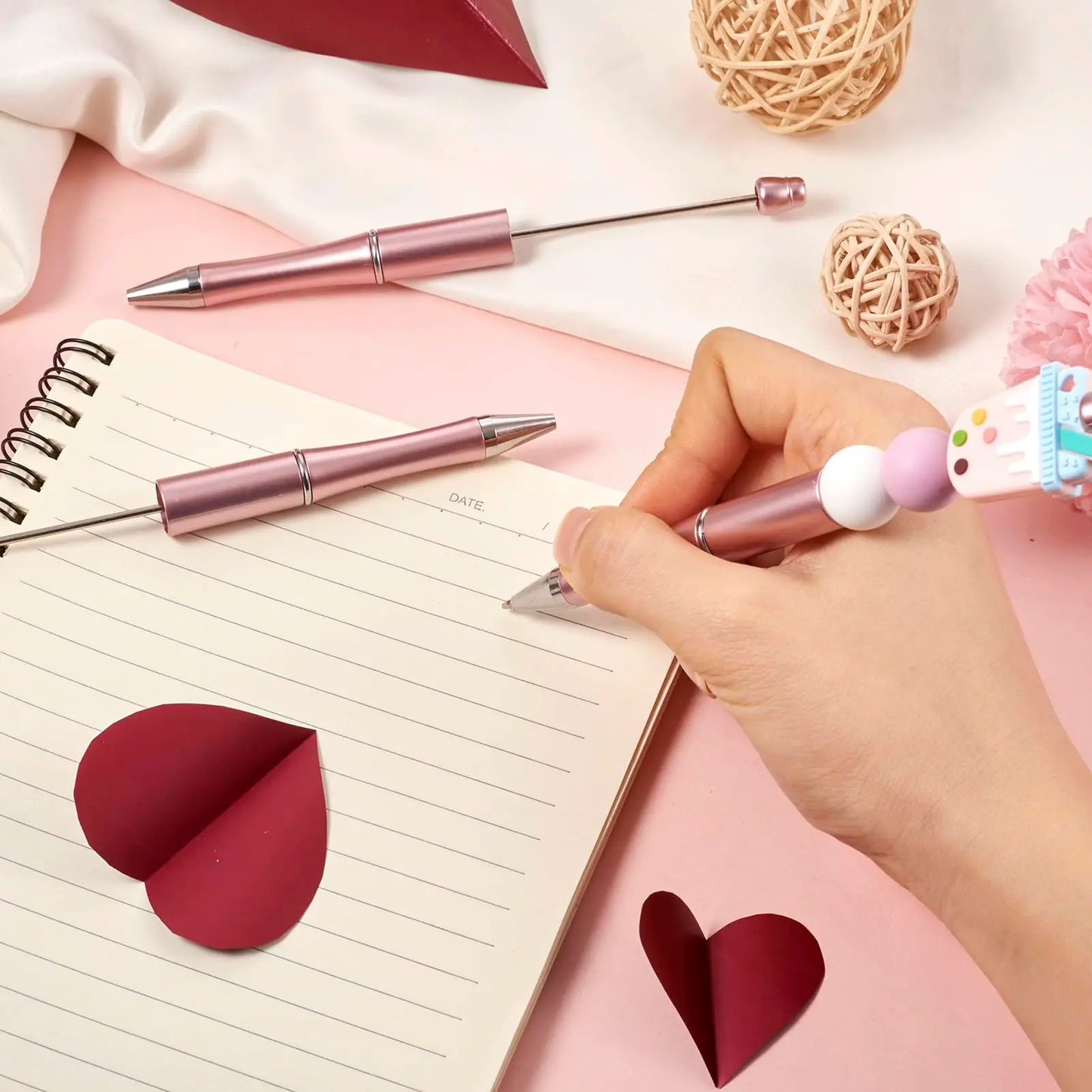 10er Set rosa Perlen Kugelschreiber – präzise 1,0 mm für Schule - Büro